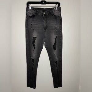 SHEIN Black Distressed Jeans